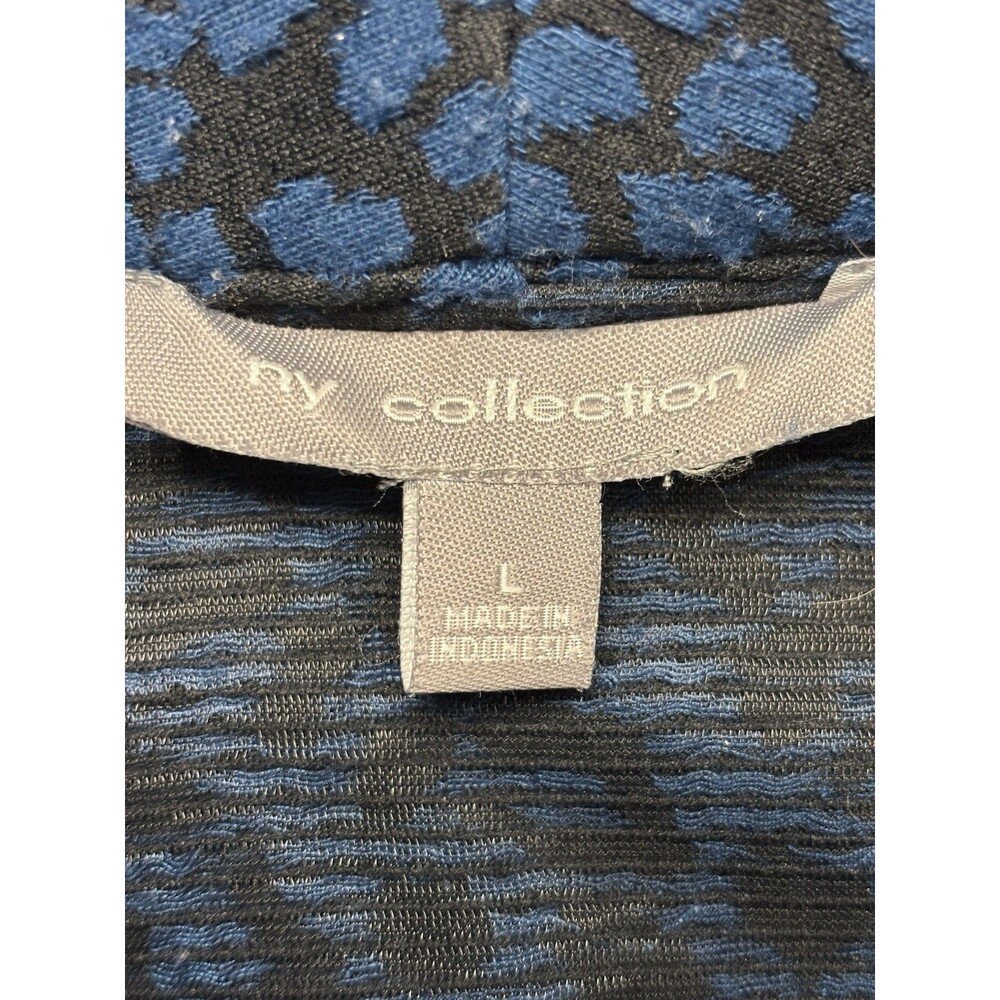 NY Collection Blue And Black Blazer Jacket Size L - Picture 2 of 9